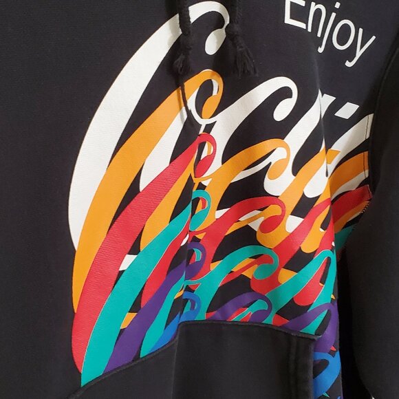 Champion Reverse Weave Black Coca Cola Hooded Pullover - Picture 2 of 4